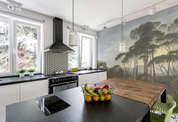 Dinding Dapur dengan Seni Dinding Mural
